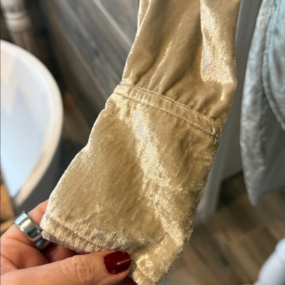 Maeve Anthropologie Boho Crushed Velvet‎ Long Sleeve High Low Tunic Size 4